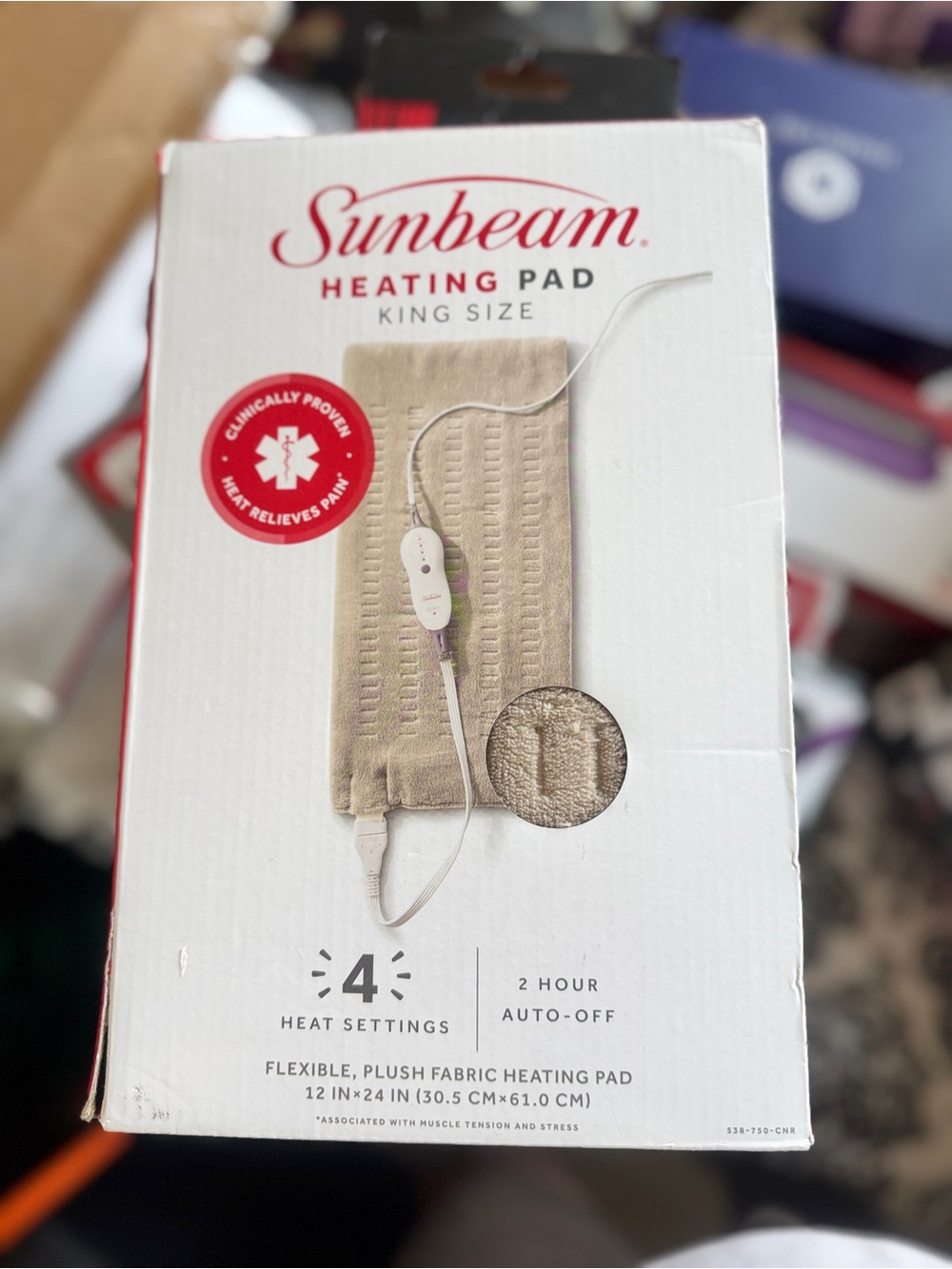 Sunbeam Plush King Size Heating Pad in Tan